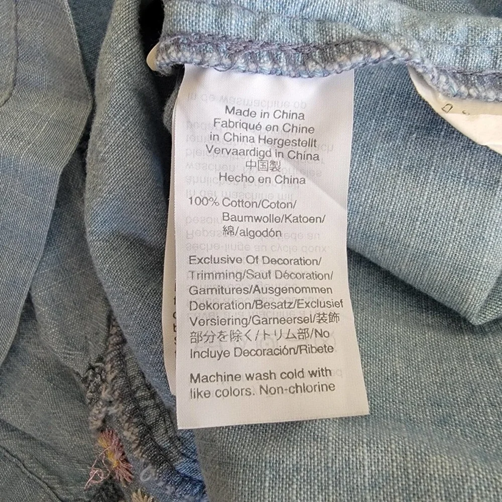 🛑 2 / $40 Sale! MADEWELL Floral Embroidered Denim Ruffle Top NWT - Picture 10 of 12